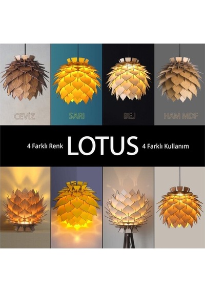 Lotus Dekoratif Avize Sarkıt Abajur Lambader Şapkası Bej