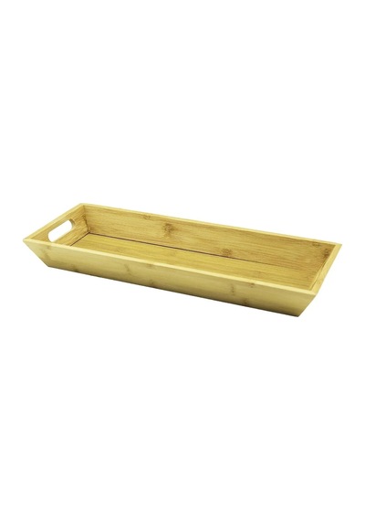 Dikdörtgen Çift Kulplu Ahşap Bambu Sunum Tepsisi 16x40cm - Derin 4cm 5468
