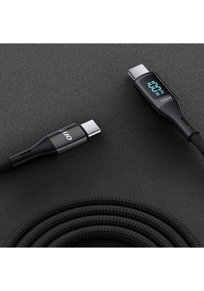 100w 5a Qc4.0 Dijital Led Ekranlı E-mark Çipli Usb Pd Type-c Hızlı Şarj Ve Data Kablosu 2 Metre Diğer