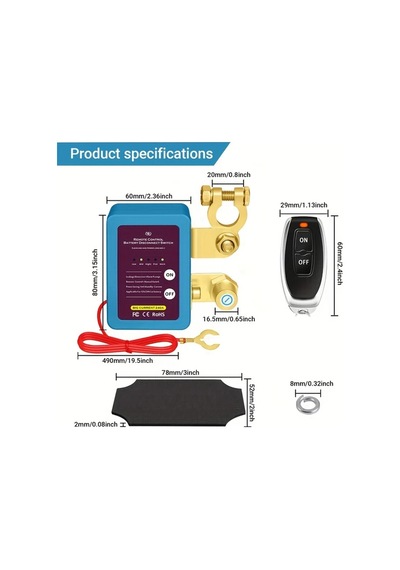 Topnotch Blue 12v 240a Uzaktan Kumandalı Akü Anahtarı Araç Karavan Atv Tekne Batarya Bağlantı Şalteri