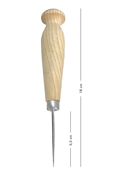 10 Cm Ahşap Saplı Biz Deri El Aleti Bej