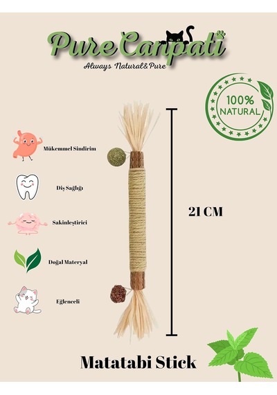 Purecanpati Kedi Naneli Matatabi Çubuğu Kediler Için Doğal Oyun Ve Mutluluk 3 Adet