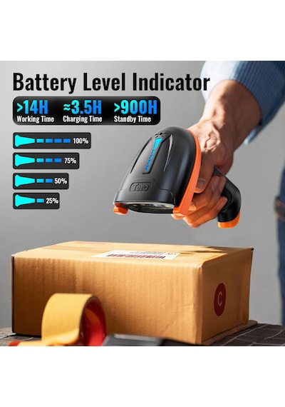 Tera 5100 Kablosuz Barkod Okuyucu - 1d Ve 2d Qr Kod Okuyucu, 2.4ghz Kablosuz Ve Usb Kablolu, 2000mah Pil Göstergeli, Ergonomik Tasarım, Darbeye Dayanıklı Silikon, Ip54 Toz Koruma, Barkod Okuyucu