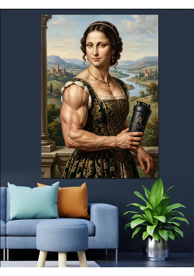 Kaslı Vücutlu Modern Mona Lisa Dekoratif Kanvas - Mdf Ahşap Tablo