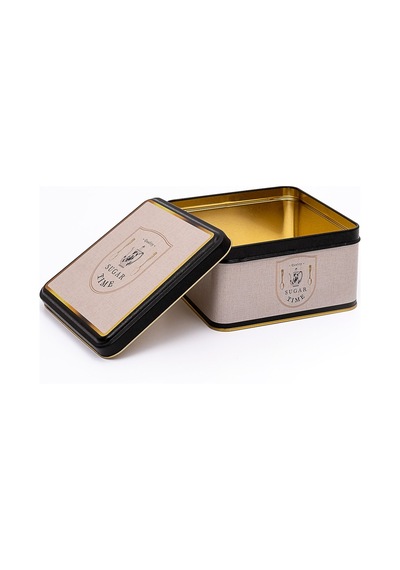 Azura Sugar Desenli Kare Metal Saklama Kabı 15.8 x 15.8 x 8 CM 1.9 L Çok Renkli