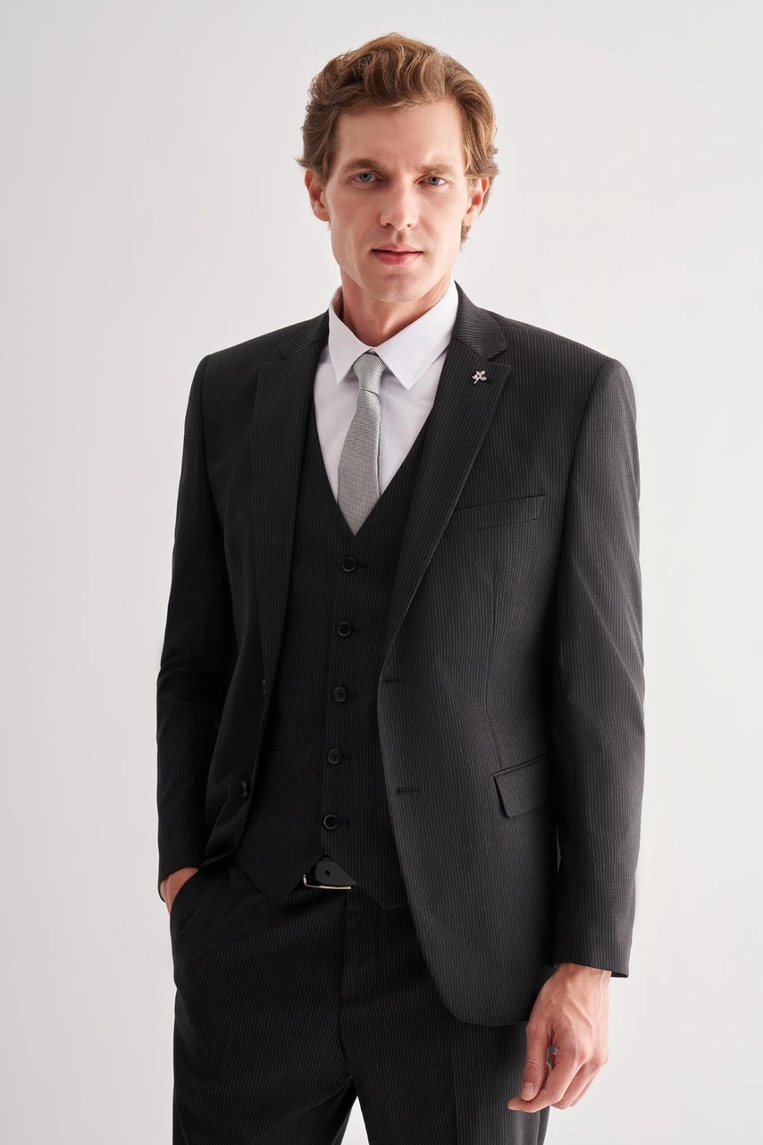 İmza Siyah Mono Yaka Tam Astar 6 Drop Slim Fit Esnek Yelekli Takım Elbise 1001255151 Siyah İmza Siyah Mono Yaka Tam Astar 6 Drop Slim Fit Esnek Yelekli Takım Elbise 1001255151 Siyah