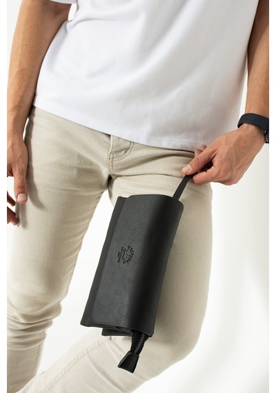 West Polo Westpolo Unisex Kanvas Kumaş Ve Vegan Deri Mıknatıslı El Portföyü - Siyah