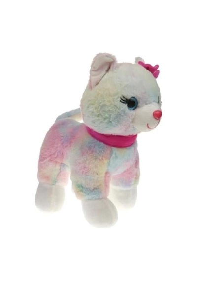 Peluş 30 Cm Pembe Tokalı Kedi Pl62555 Çok Renkli