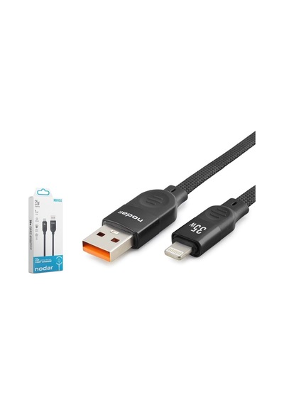 Nodar Nd1152 Usb To Lightning Data Ve Şarj Kablosu 35w 1 M Örgülü Siyah