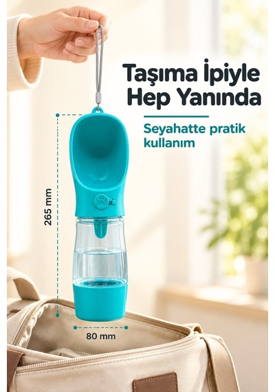 Mama Hazneli Taşınabilir Evcil Hayvan Suluğu Kilitlenebilir 380 Ml Seyahat Kabı Su Sızdırmaz