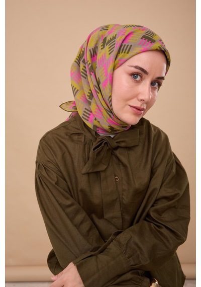 Silk Home Yaz Esintisi Eşarp 150001-06 Yeşil Kahve, Asit, Pembe, Kına Yeşili