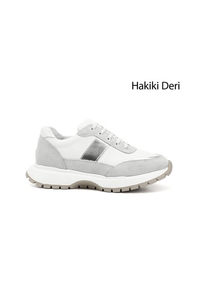Gönderi(R) Gönderi R Beyaz Dolgu Taban Lastik Bağcıklı Hakiki Deri Sneaker Beyaz