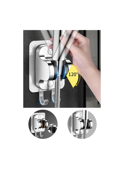 Yapışkanlı Duş Başlığı Tutucu , Ayarlanabilir Su Geçirmez Yapışkanlı Mafsal Chrome Gri Plastik Diğer