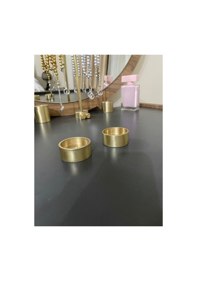 El Yapımı Som Pirinç Tealight Mumluk 2 Adet Gold