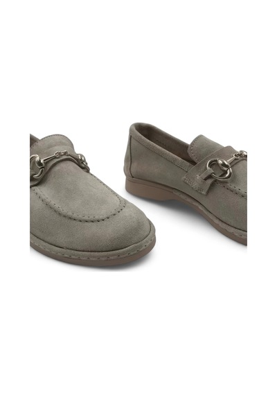 Scarpe Bej Hakiki Deri Kadın Süet Babet Ayakkabı Bej