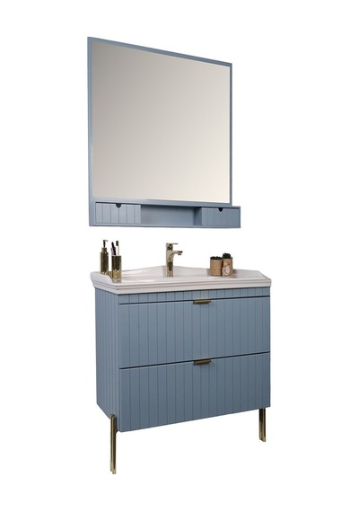Kobos Noble 80 Cm Banyo Dolabı Seti Light Blue Mavi Kobos Noble 80 Cm Banyo Dolabı Seti Light Blue Mavi