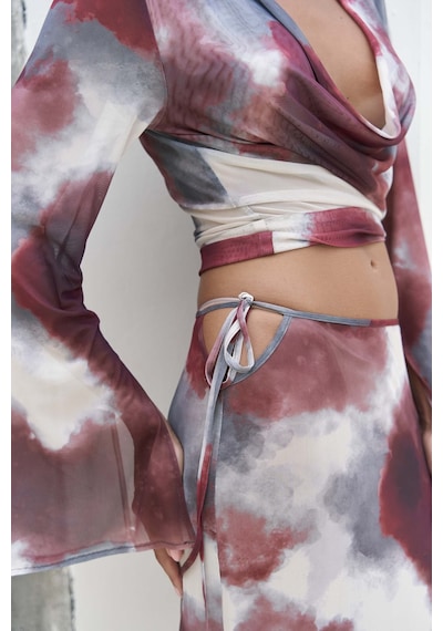 Mai Collection Mai Studios Co. Pnaisyonist Uzun Kol Bordo Crop Etek Takım Bordo