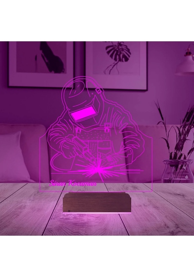Luvivia Kaynakçı Tasarım Kişiye Özel 3d Lamba - Masa Gece Lambası Şeffaf