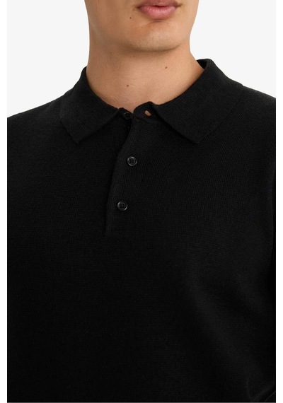 Defacto Standart Fit Polo Yaka Triko Kazak F1523ax25aubk27 Siyah