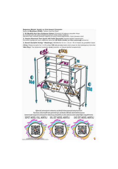 Efil 145 Cm 3 Kapaklı Raflı Ve 3 Bölmeli Sepetli Çok Amaçlı Banyo Dolabı - Beyaz 95+50 X160x32 Cm Efil 145 Cm 3 Kapaklı Raflı Ve 3 Bölmeli Sepetli Çok Amaçlı Banyo Dolabı - Beyaz 95+50 X160x32 Cm
