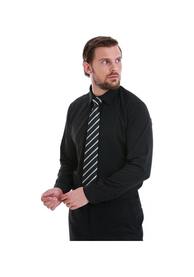 Hatemoğlu Siyah Slim Fit Desenli Slim Yaka Pamuklu Uzun Kollu Gömlek 24d190000020 991 Siyah