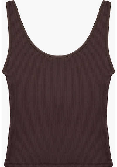 Koton Viskon Kumaş Slim Fit Düğmeli Henley Yaka Atlet Bluz Kahverengi 7wak10039ek Kahve