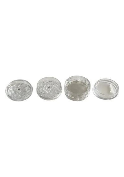 4 Katmanlı Şeffaf Plastik Baharat Öğütücü 60mm Açık Ahşap