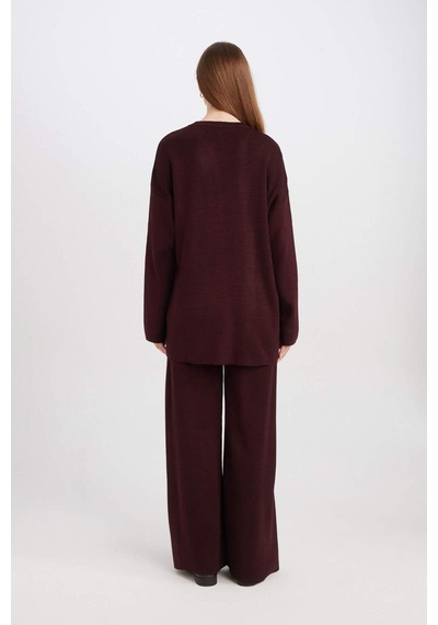 DeFacto Regular Fit Bisiklet Yaka Bağlamalı Basic Düz Triko Kazak Tunik D7508AX24WNBR171 Bordo DeFacto Regular Fit Bisiklet Yaka Bağlamalı Basic Düz Triko Kazak Tunik D7508AX24WNBR171 Bordo