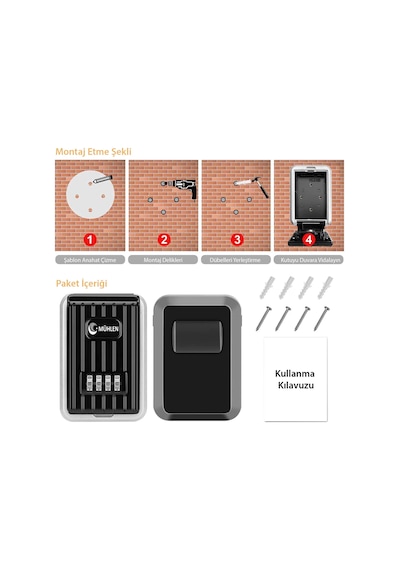 Mühlen Safe Key 6 Şifreli Çelik Kasa Anahtar Kasası Kutusu Anahta