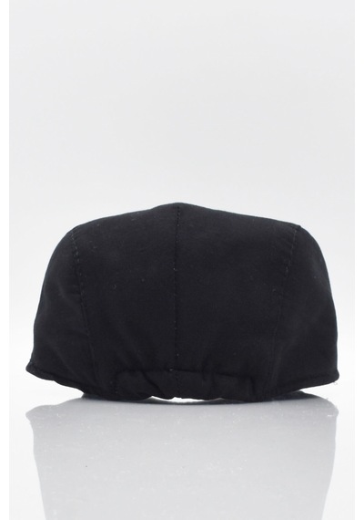 Külah Erkek Düz Pamuklu Siyah Flat Cap Kasket