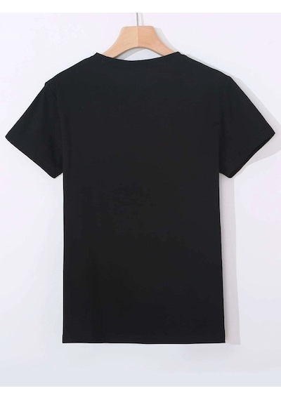 Unisex Siyah Oversize Pac Man Baskılı Örme T-shirt Siyah