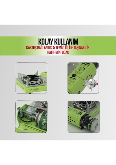 Orcamp CK-506 Mini Tekli Kamp Ocak Çantalı Sönme Emniyetli Yeşil
