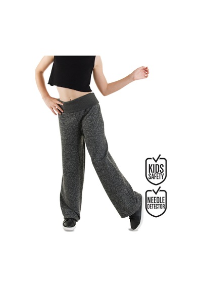 Kız Çocuk Siyah Beli Lastikli Geniş Paça Pantolon 5-10 Yaş