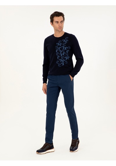 Cacharel Lacivert Slim Fit Pamuk Karışımlı Kanvas Pantolon