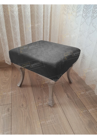 Ayak Ucu Kapı Önü Antre Düz Bench Puf Gümüş Ayak Gri