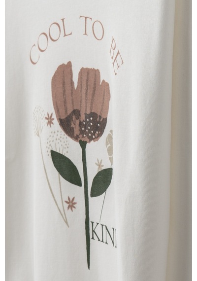 Panço Kız Çocuk Çiçek Desenli Pijama Takımı Bej