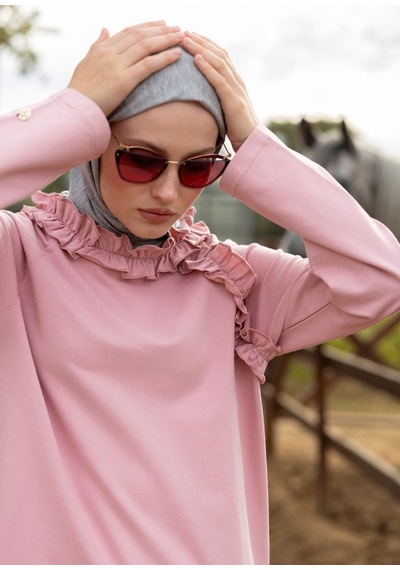 Tesettür Eşofman Üstü - Pembe Pembe