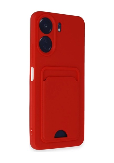 Xiaomi Redmi 13c Uyumlu Kılıf Kelvin Kartvizitli Silikon - Kırmızı