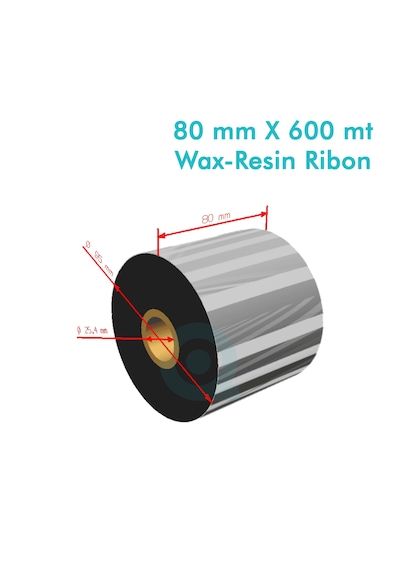 80x600 Mt Premium Wax-resin Ribon Asya Barkod A221