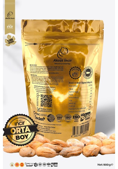 Orta Boy 900g Gold Doypack Kuru İncir Aydın İnciri Ab Coğrafi İşaretli 900 G