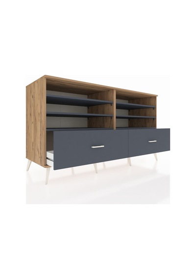 Kronos Konsol 6 Raflı 2 Çekmeceli 176x59x99 Çam-antrasit Çam-antrasit