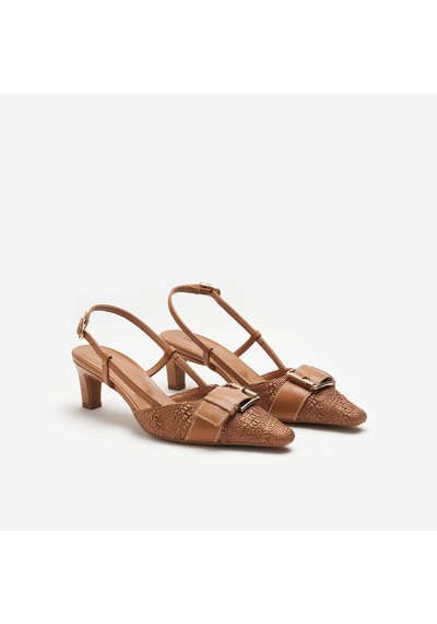 Caramello Topuklu / Stiletto Kadın 81f2 Frau Raffıa Slıngbacks Wıth Buckle