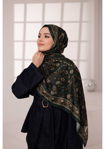 Mimiyum Alya Desen Soft Şal Çimen Kahve Çok Renkli