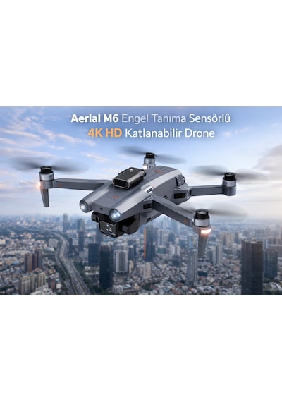 Aerial M6 Engel Tanıma Sensörlü,4k Hd Özellikli Katlanabilir Drone-1612
