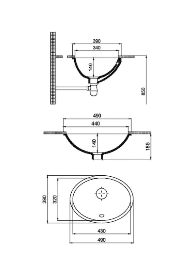 Quarter Bath Tezgah Altı Lavabo 49x39 Cm Gömme Lavabo Parlak Beyaz Seramik 70sp25049