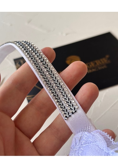 Jasmine Askıları Parlak Taşlı Hafif Destekli Dantelli Soft Cup İt Lila