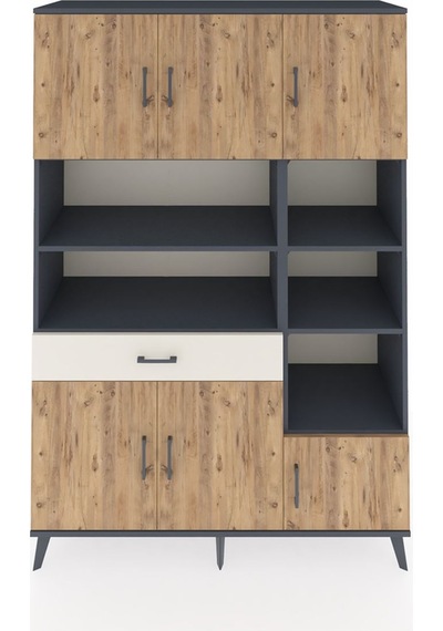 Hyperion Dolap 10 Raflı Tek Çekmeceli 6 Kapaklı 132x44x195 An... Antrasit
