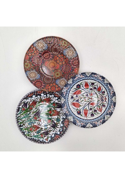 6'lı Dekoratif Mandala Desenli Metal Bardak Altlığı Seti Çok Renkli