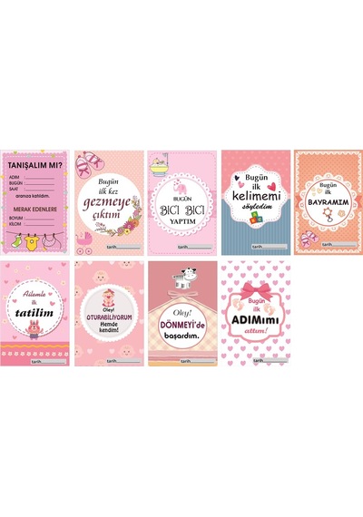 Farklımarket Kız Bebek Hatıra Anı Kartları (9'Lu Set)