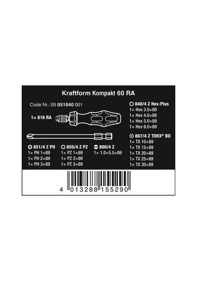 Kompakt 60 Ra Cırcır Tutuculu Bits Seti